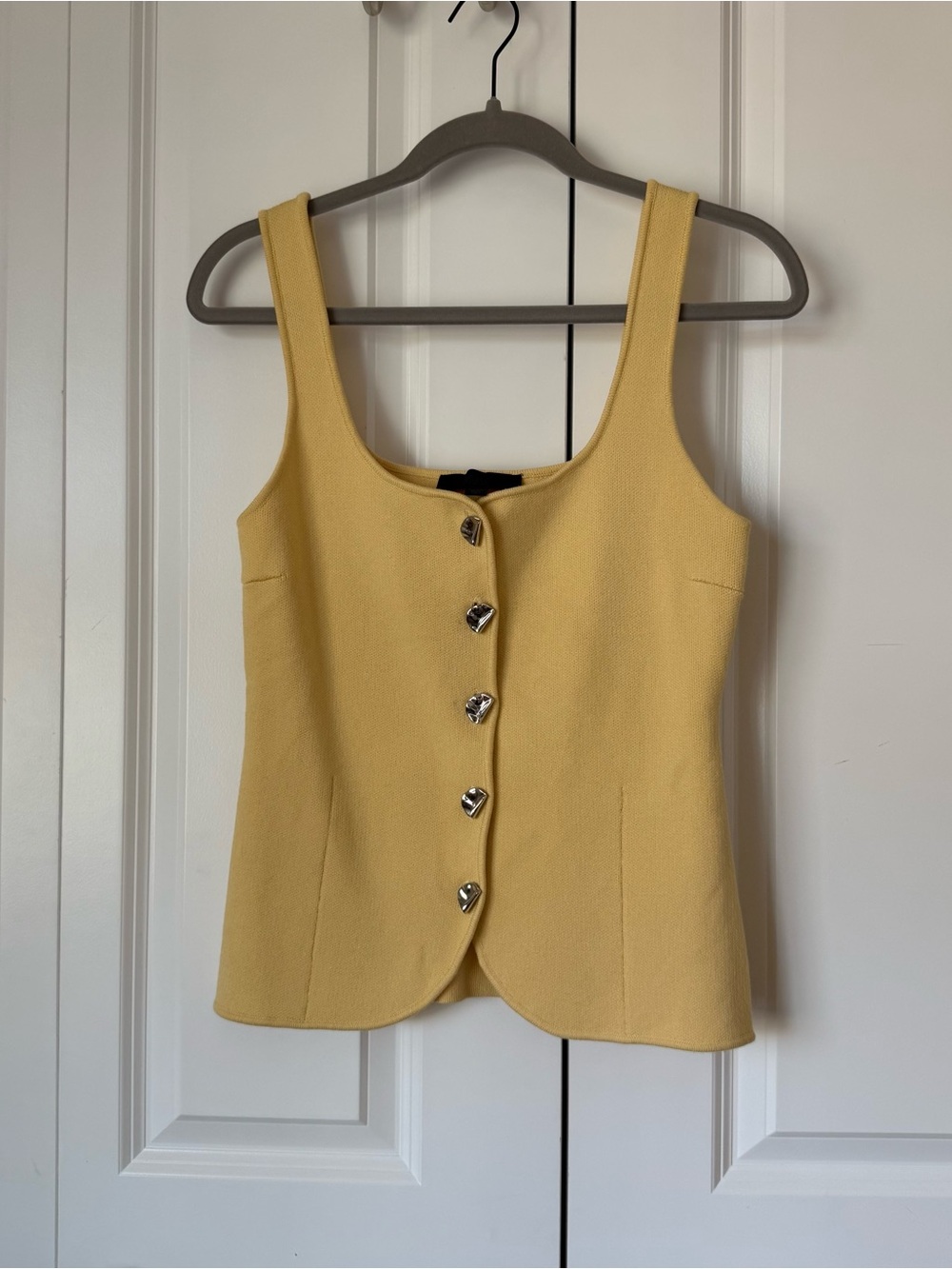 Zara Pale Yellow Button-Front Tank